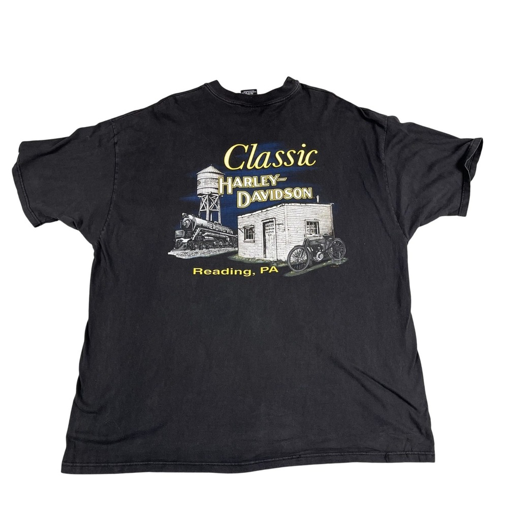 VTG 1996 Harley-Davidson T-Shirt Mens XXXL Reading Railroad Black